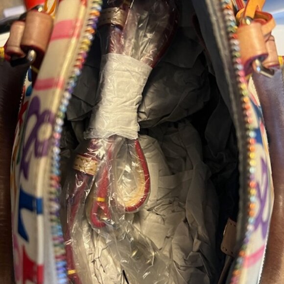 Dooney & Bourke Monogram White Rainbow Satchel - Picture 3 of 4